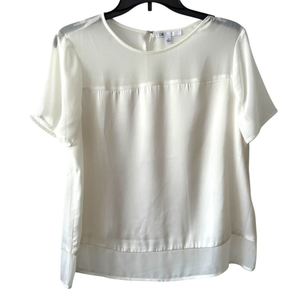 DR2 White Sheer Panel Blouse – Size Medium
